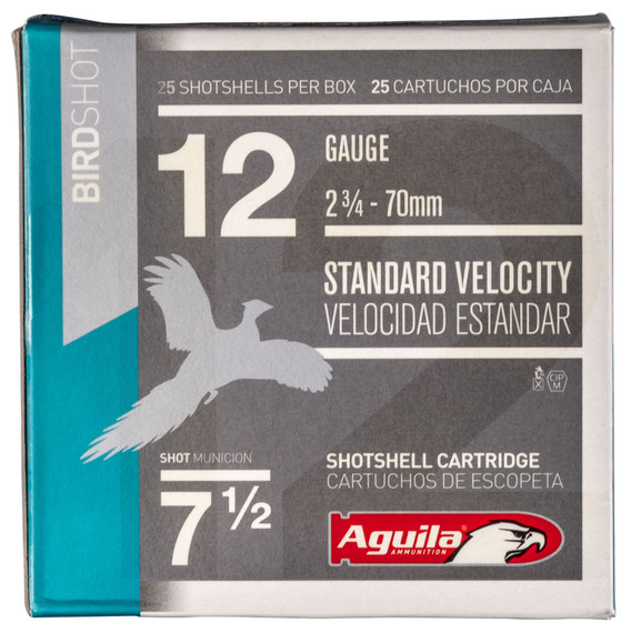 Aguila 1CHB1217 Birdshot Standard Velocity 12Gauge 2.75 in 1 1/8oz 7.5Shot 25 Per Box/10 Case, Shotgun Shells