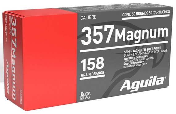 Aguila 1E572823 Target & Range 357Mag 158gr Semi Jacketed Soft Point 50 Per Box/20 Case Centerfire, Handgun Ammunition