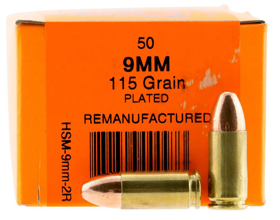 HSM 9MM4R Training 9mm Luger 124 gr Full Metal Jacket 50 Per Box/ 20 Case Centerfire, Handgun Ammunition