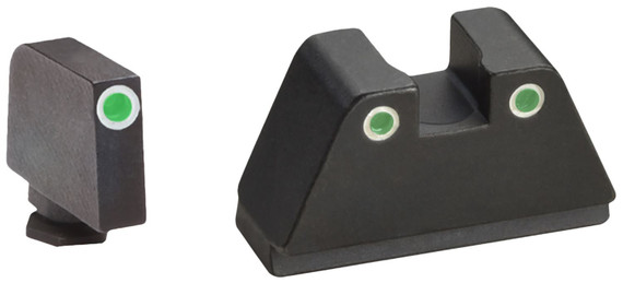 AmeriGlo GL329 Optic Compatible Sight Set for Glock XL Tall Green Tritium White Outline Front Sight-Green Tritium White Outline Rear Sight