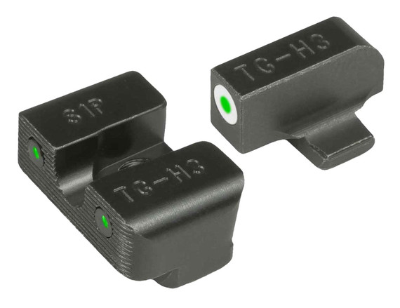 TruGlo TG231S1W Tritium Pro Black | Green Tritium White Outline Front Sight Green Tritium Rear Sight