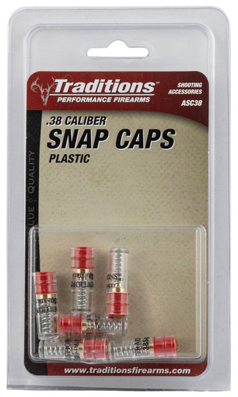 Traditions ASC38 Snap Caps, Pistol 38Special Plastic Brass Base 6Pack