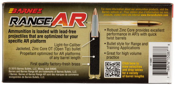 Barnes RangeAR Ammunition 5.56 NATO | 30844