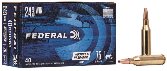 Federal 243 Winchester Rifle Ammunition AE24375VP