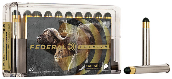 Federal P500NWH Premium Safari Cape-Shok 500NitroExpress 570gr Woodleigh Hydro Solid 20 Per Box/10 Case Centerfire, Rifle Ammunition