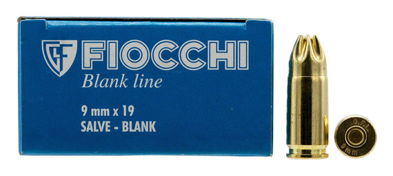 Fiocchi 9MMBLANK, Pistol Blank 9mmLuger 50 Per Box/20 Case