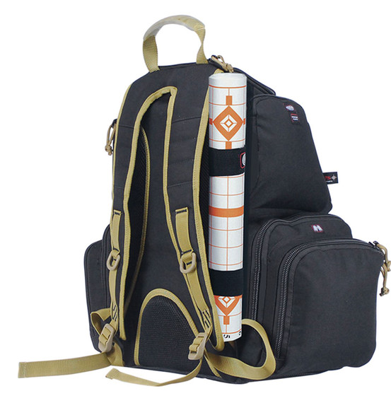 GPS Bags 1711BPBT Handgunner Backpack 1000D Nylon Black with Tan Accents Foam Cradle Holds 4 Medium Handgunst Mag Pocketst Pull-Out Rain Cover & Visual ID Storage System