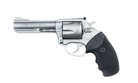 Charter Arms 73542 Mag Pug Target Large 357 Mag, 5 Shot 4.20 in Matte Stainless Steel Barrel, Cylinder & Frame w/Black Finger Grooved Rubber Grip , Revolver