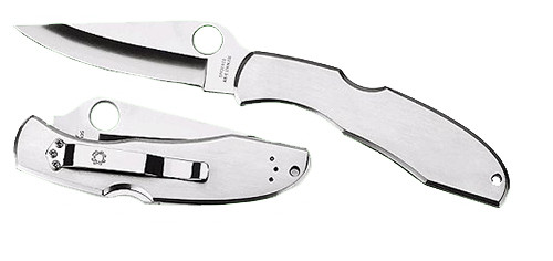 Spyderco C10S Endura 4 3.85 in Folding Clip Point Part Serrated VG-10 SS Blade Satin Stainless Steel Handle Includes Pocket Clip, Knife