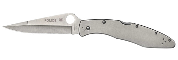 Spyderco C07P Police 4.13 in Folding Spear Point Plain VG-10 SS Blade Stainless Includes Pocket Clip, Knife