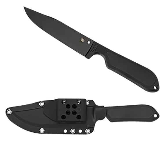 Spyderco FB04PBB Street Bowie 5.05 in Fixed Clip Point Plain Black DLC VG-10 SS Blade/Black Textured FRN Handle Includes Sheath w/G-Clip, Knife