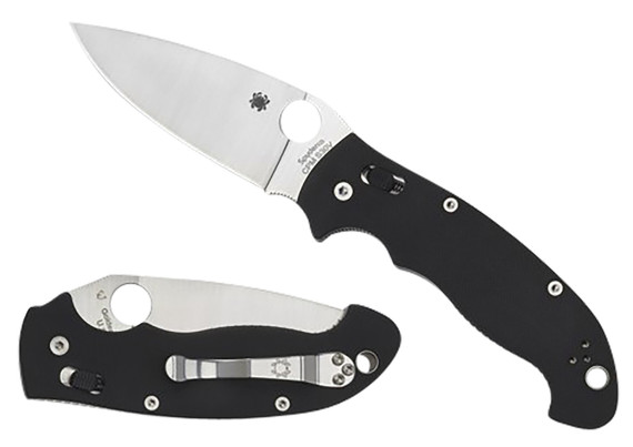 Spyderco C95GP2 Manix 2 XL 3.85 in Folding Plain Satin CPM S30V SS Blade/Black Textured G10 Handle Includes Pocket Clip, Knife