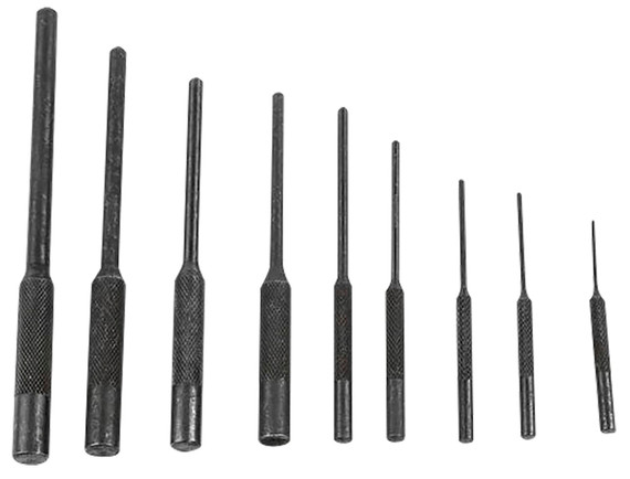 Wheeler 204513 Roll Pin Punch Set Black Steel Knurled Handle 9 Pieces