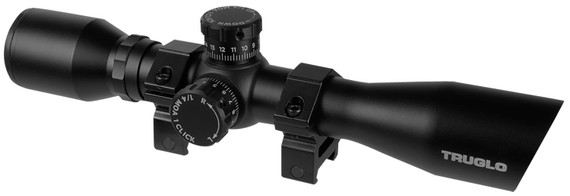 TruGlo TG8504BD Compact Black Anodized Matte Black 4x 32mm 1 in Tube Diamond Reticle, Shotgun Scopes