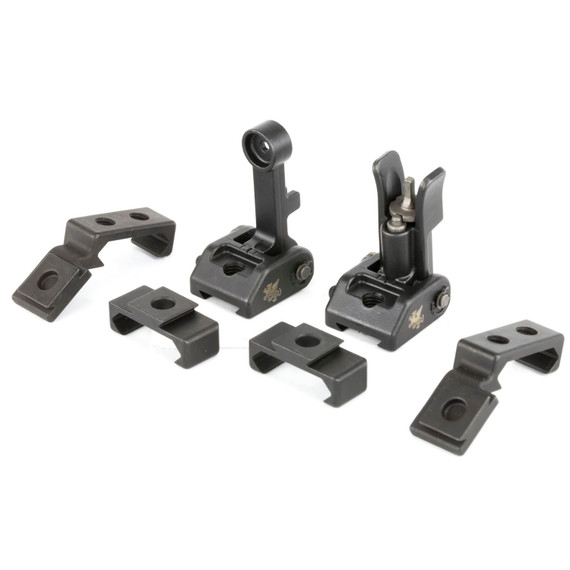 Griffin Armament M2 Sight Deploy Kit, Front/Rear Folding Sights, Fits Picatinny Rails, Matte Black Finish, Includes 12 O'Clock & 45 Degree Bases GAM2DK