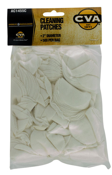 CVA AC1455C Cleaning Patches 2 in Cotton 500 Per Pkg