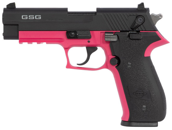 GSG GERG2210FFP FireFly 22 LR 10+1 4 in Black Serrated Slide, Pink Zinc Alloy w/Accessory Rail Frame, Black Polymer Grip, Pistol