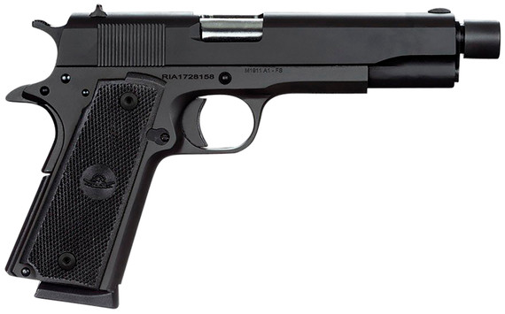Rock Island 51473 GI Standard FS 45 ACP Caliber with 5 in Barrel, 8+1 Capacity, Overall Black Parkerized Finish Steel, Beavertail Frame, Serrated Slide & Black Rubber Grip, Pistol