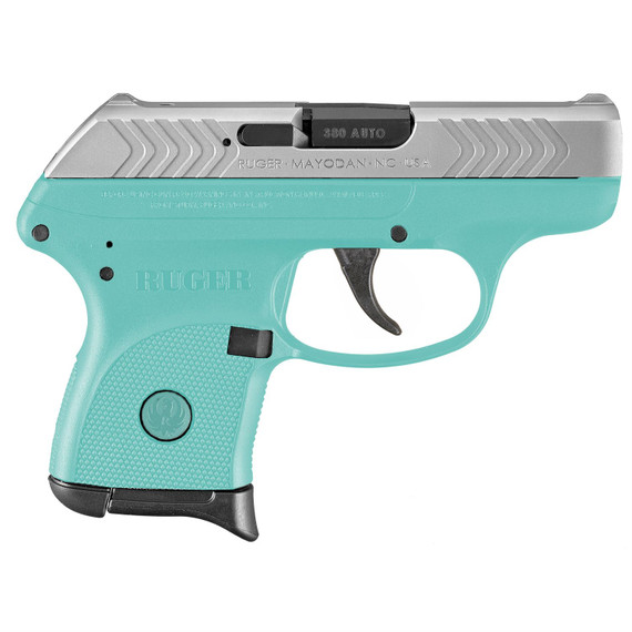 Ruger LCP, TALO Edition, Double Action Only, Semi-automatic, Polymer Frame Pistol, Sub-Compact, 380 ACP, 2.75 in Barrel, Nickel Finish, Turquoise, Integral Fixed Sights, 6 Rounds, 1 Magazine 03745