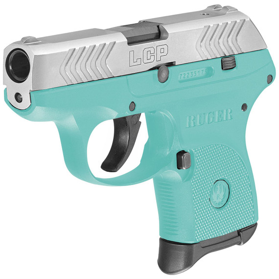 Ruger LCP, TALO Edition, Double Action Only, Semi-automatic, Polymer Frame Pistol, Sub-Compact, 380 ACP, 2.75 in Barrel, Nickel Finish, Turquoise, Integral Fixed Sights, 6 Rounds, 1 Magazine 03745