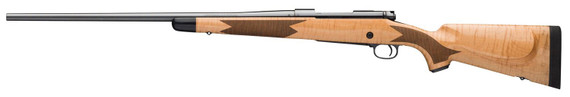Winchester 535218229 Model 70 Super Grade 264 Win Mag 3+1 26 in Barrel, Polished Blued Steel Receiver, Controlled Ejection, Gloss AAAA Maple Stock w/Ebony Forearm Tip & Shadowline Cheekpiece, , Rifle