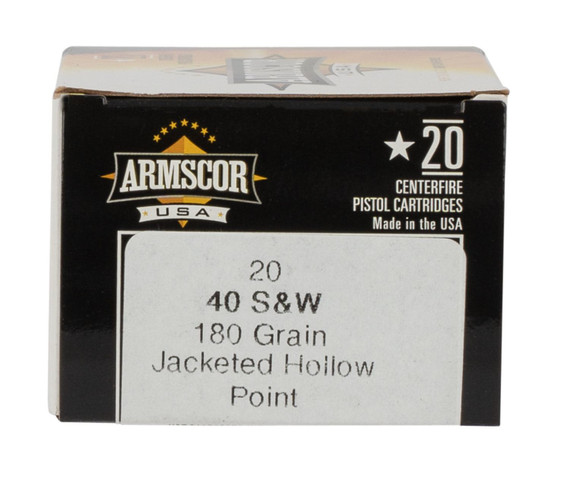 Armscor AC403N USA 40S&W 180gr Jacketed Hollow Point 20 Per Box/25 Case Centerfire, Handgun Ammunition