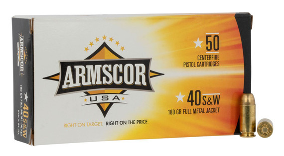 Armscor FAC402N USA 40S&W 180gr Full Metal Jacket 50 Per Box/20 Case Centerfire, Handgun Ammunition