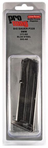 ProMag SIGA8 Standard 17rd 9mm Luger Fits Sig P320 Blued Steel, Magazine
