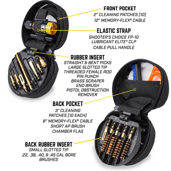 Otis FG645 Professional Cleaning System .22-.45 Cal, Pistol/Black Compact Soft Pack Case