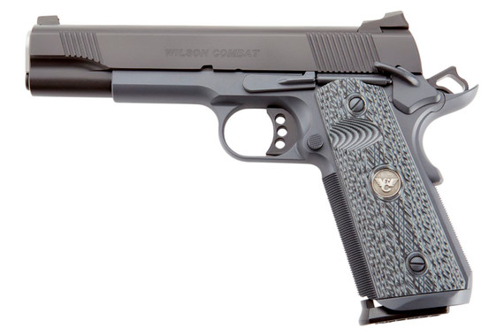 Wilson Combat CQBECFS9 CQB Elite Carry Sports South Exclusive 9mm Luger 10+1 5 in Stainless Match Grade Barrel, Black Serrated Carbon Steel Slide, Gray Carbon Steel Frame w/Beavertail, Black/Gray G10 Grip, Pistol