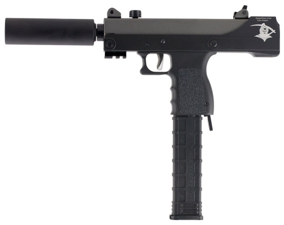 MasterPiece Arms 30TGR Defender Top Cocking 9mm Luger 30+1 5.50 in Threaded Barrel, Adjustable Front & Rear Sights, Special Grim Reaper Cerakote Paint Design, Quick Release, Magazine, Lever Safety Selector, Pistol