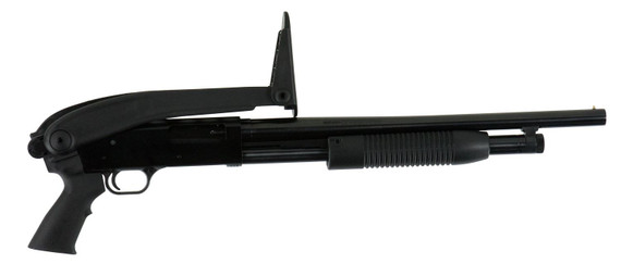 Maverick Arms 31027 88 Security 12 Gauge 3 in 5+1 18.50 in Blued Barrel w/Cylinder Bore, Bead Sight, Dual Extractors, Anti-Jam Elevator, ATI Shotforce Top Folding Synthetic Stock, 14.5 in Fixed LOP, Cross-Bolt Safety, Shotgun