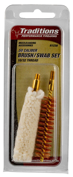 Traditions A1238 Brush/Swab Set 50 Cal 10 32 Thread Bronze Bristles 1 Set