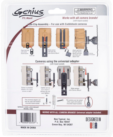 Cuddeback 3488 Genius Pan Tilt Lock Mount Fits Cuddeback & All Trail Cameras w/Tripod Socket Brown Metal