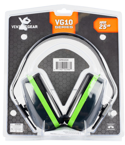 Pyramex VGPM1010C Venture Gear VG10 Muff Polymer 25 dB Over the Head Blue/Green Adult 1 Pair