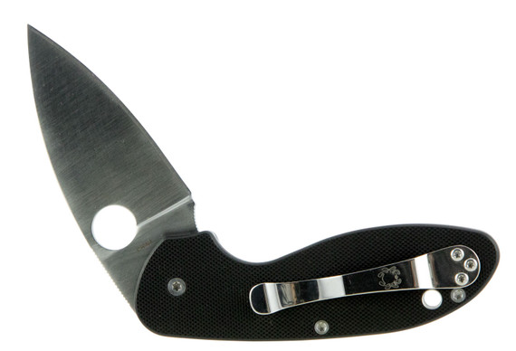 Spyderco C216GP Efficient 2.98 in Folding Drop Point Plain 8Cr13MoV SS Blade Black G10 Handle Includes Pocket Clip, Knife