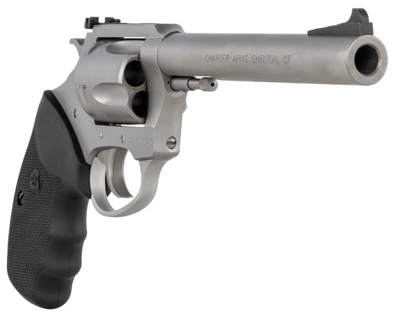Charter Arms 74460 Bulldog Target Large 44 Special, 5 Shot 6 in Matte Stainless Steel Barrel, Cylinder & Frame w/Black Finger Grooved Rubber Grip , Revolver