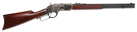 Cimarron CA281 1873 Short Full Size 45 Colt (LC) 10+1, 20 in Blued Octagon Steel Barrel, Color Case Hardened Steel Receiver, Wood Stock, , Rifle