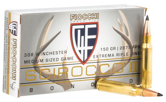 Fiocchi 308SCA Hyperformance 308Win 150gr Swift Scirocco II Bonded 20 Per Box/10 Case Centerfire, Rifle Ammunition