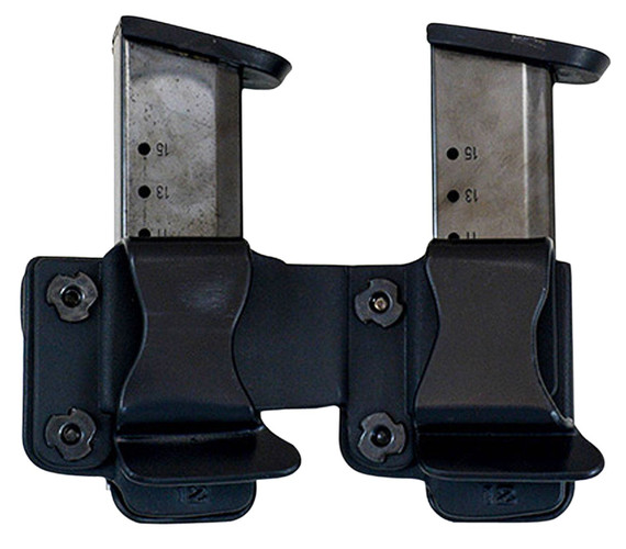 Comp-Tac C62312000LBKN Twin Mag Pouch Double Black Kydex Belt Clip Compatible w/ S&W M&P/Sig P320/Sig P229 Belts 1.50 in Wide Right Hand