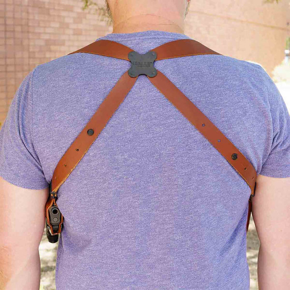 Galco MCII652 Miami Classic II Shoulder System Size Fits Chest Up To 56 in Tan Leather Compatible w/S&W M&P Shield/Glock 43/43X Right Hand, Holster