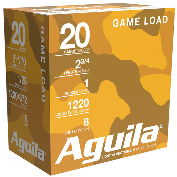 Aguila 1CHB2048 Birdshot High Velocity 20Gauge 2.75 in 1oz 8Shot 25 Per Box/10 Case, Shotgun Shells