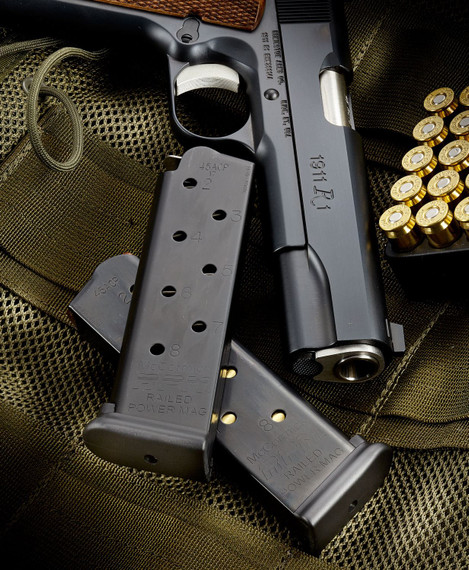CMC Products MRPM45FS8B Power Mag Railed 8rd 45 ACP Fits 1911 Government Black Stainless Steel, Magazine