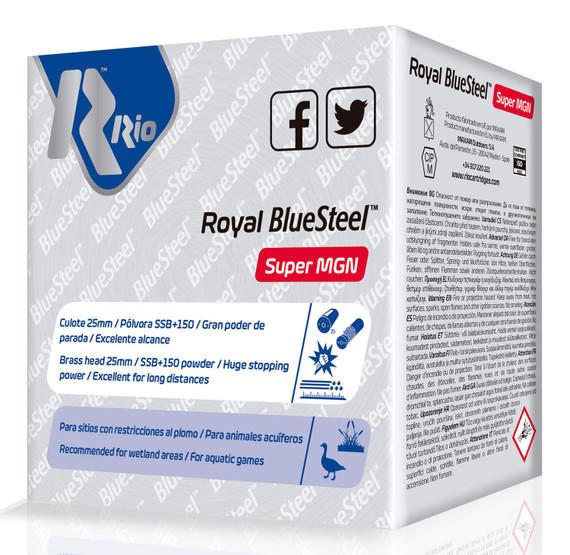 Rio Ammunition RBSSM40BB BlueSteel Royal 12Gauge 3.50 in 1 3/8oz 2Shot 25 Per Box/10 Case, Shotgun Shells