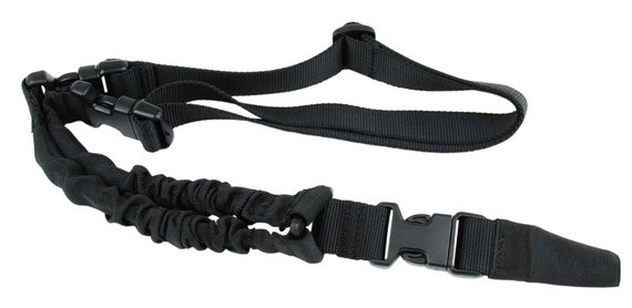 TacFire SL002B One Point Sling 30 in-40 in L Adjustable Double Bungee Black Nylon Webbing for, Rifle