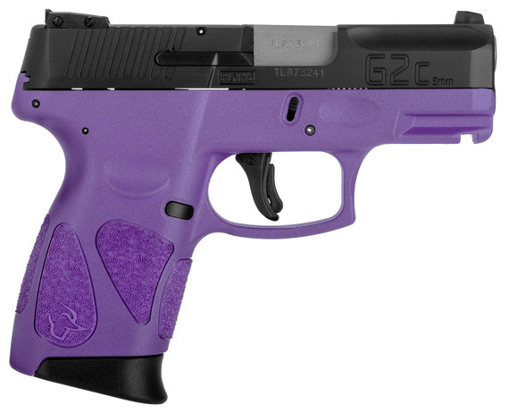 Taurus 1G2C93112DP G2C Compact Frame 9mm Luger 12+1 3.26 in Matte Stainless Steel Barrel, Matte Black Serrated Alloy Steel Slide, Dark Purple Polymer Frame w/Picatinny Rail & Polymer Grip, Right Hand, Pistol