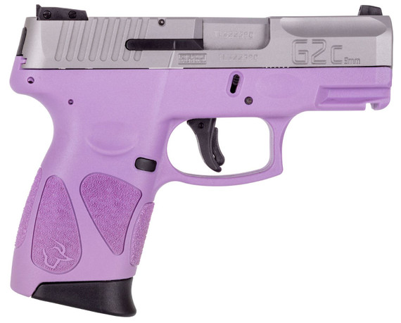 Taurus 1G2C93912LP G2C Compact Frame 9mm Luger 12+1 3.26 in Matte Stainless Steel Barrel, Matte Serrated Stainless Steel Slide, Light Purple Polymer Frame w/Picatinny Rail & Polymer Grip, Right Hand, Pistol
