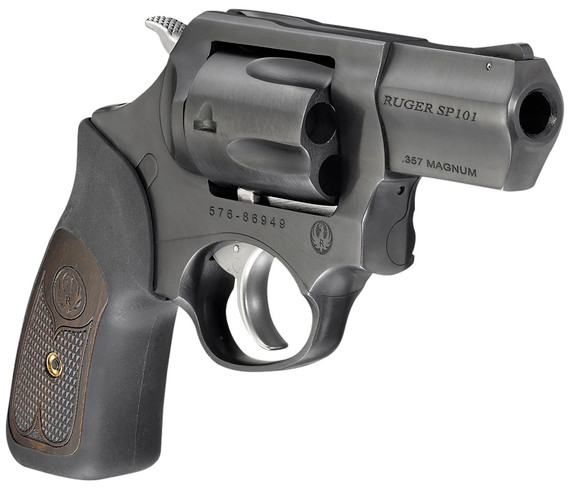 Ruger 15702 SP101 357 Mag 5rd 2.25 in Blued Steel Barrel, Cylinder & Frame, Black Rubber w/Wood Insert Grip, Transfer Bar Safety, Exposed Hammer , Revolver