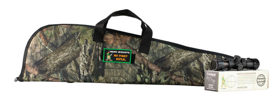 Crickett KSA2163BSC Youth Package 22 LR 1rd 16.12 in Blued Barrel/Receiver, Mossy Oak Break-Up Synthetic Stock, Rebounding Firing Pin Safety Includes 4x32mm Scope, Scope Mount & Soft Case, Rifle