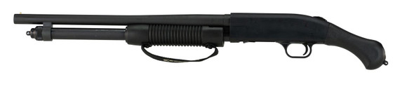 Mossberg 50639 590 Shockwave 12 Gauge 6+1 3 in 18.50 in Barrel, Blued Metal Finish, Receiver, Dual Extractors, Corncob Forend w/Strap, Raptor Birdshead Grip Stock